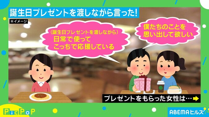 “ザ・友”な大学生男女の関係が一転？ 誕プレをもらった女性の反応に投稿者「始まる！！！！」 1枚目