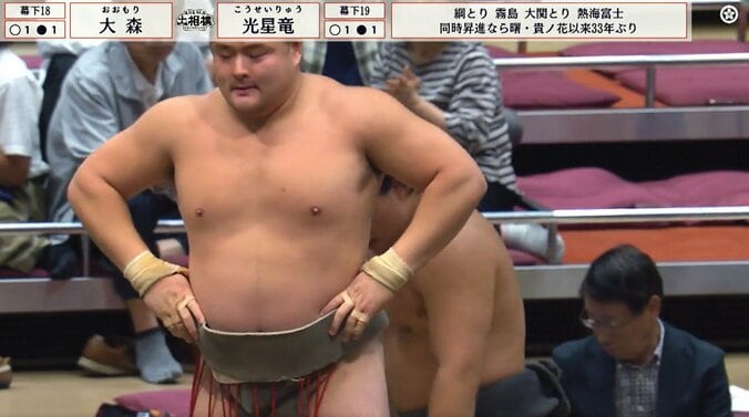 愕然とする幕下十九枚目・光星竜