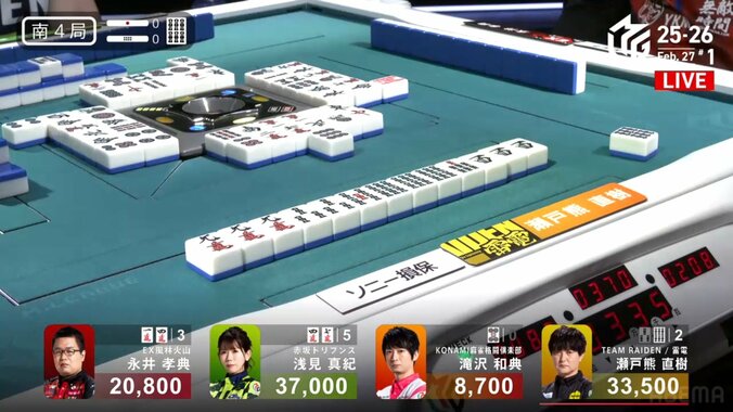 卓が割れる！？瀬戸熊直樹、激しい“トルネードツモ”