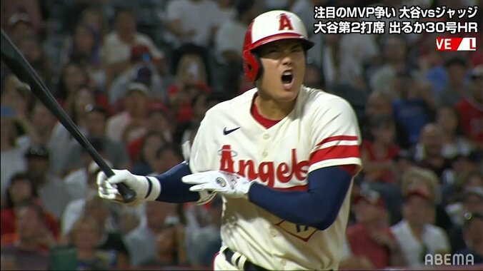 大谷翔平、今日も左手ビリビリ…内角速球をフルスイングも詰まったファールに苦悶の表情 視聴者から「連日痺れ谷」「顔芸w」の声も 1枚目