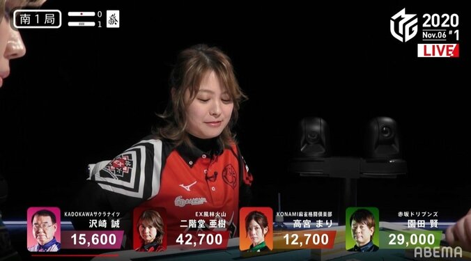 プロ雀士も思わずにやける好配牌 美人雀士の喜ぶ様子にファンも「嬉しそうｗ」／麻雀・Mリーグ 1枚目