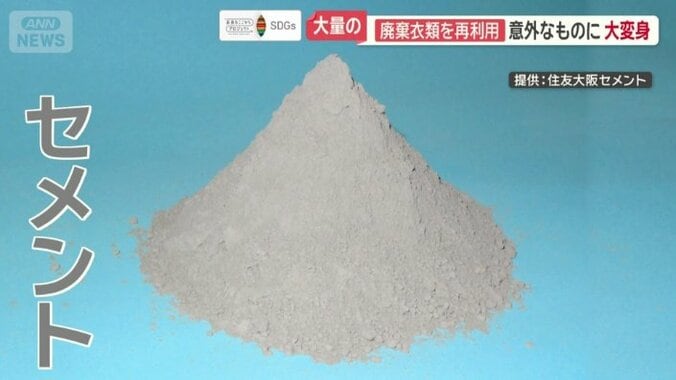 廃棄衣類がセメントにも