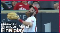 【映像】「守備は絶品」マーシュのジャンピングキャッチ
