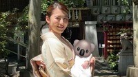 福田彩乃 着物姿でお宮参り「すくすく育ってね」