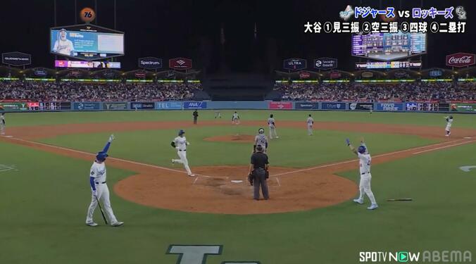 大谷翔平、“激走”ホームインの瞬間