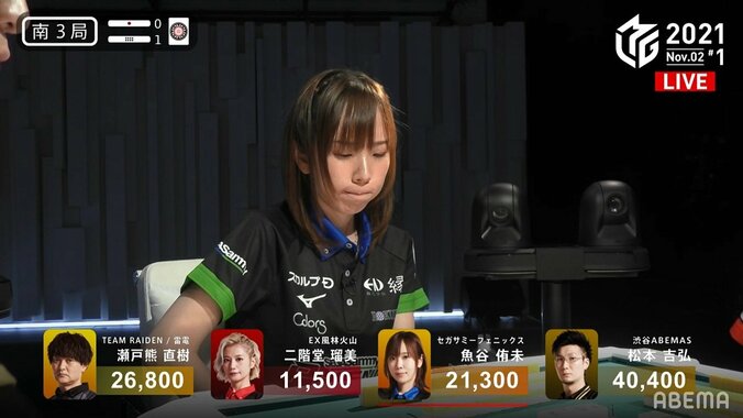 「あ、かわいい…」魚谷侑未の困った顔に実況が思わず本音 ファンも納得「今のはマジかわいい」／麻雀・Mリーグ 2枚目