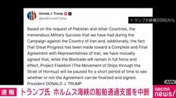 トランプ氏 ホルムズ海峡の船舶通過支援を短期間停止 イランとの交渉で進展と主張