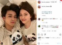 中田圭佑＆川島海荷、寝転びショットにファン歓喜「ほんっとにお似合い」「好きすぎる」