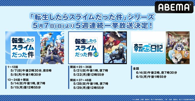 『転生したらスライムだった件』シリーズ、5週連続で一挙放送決定 1枚目