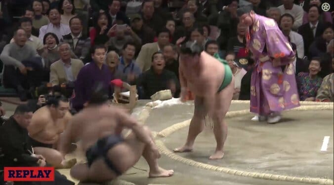 横綱・稀勢の里、3連敗で4敗目…押し倒され土俵下に転落　春日野親方「お尻をついては…」 1枚目