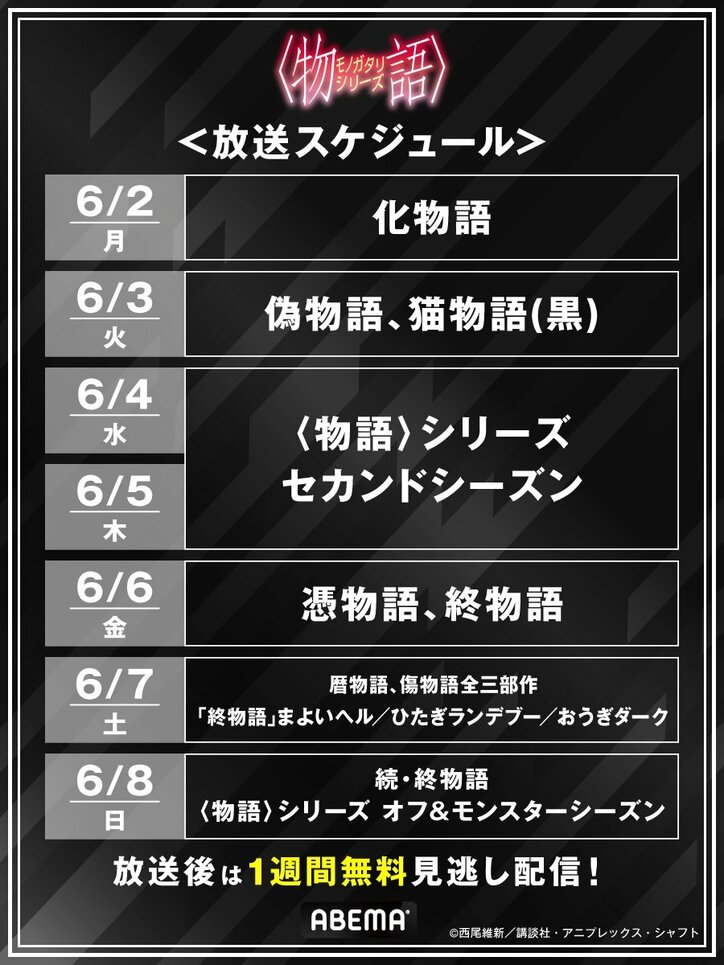 【写真・画像】「〈物語〉シリーズ」全シリーズを1週間ノンストップ無料一挙放送！6月2日（月）朝9時より超無料一挙放送スタート！　3枚目