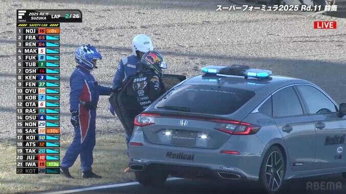 鈴鹿騒然！予選PPの岩佐歩夢がいきなりクラッシュ “逆転王座”最右翼に1周目で悲劇、首を振り悔しさ滲ませる 5枚目
