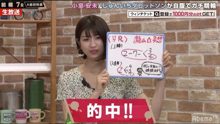 テラハ・小室安未、7レース中5レース的中でも収支はマイナスに「勉強しなくては」