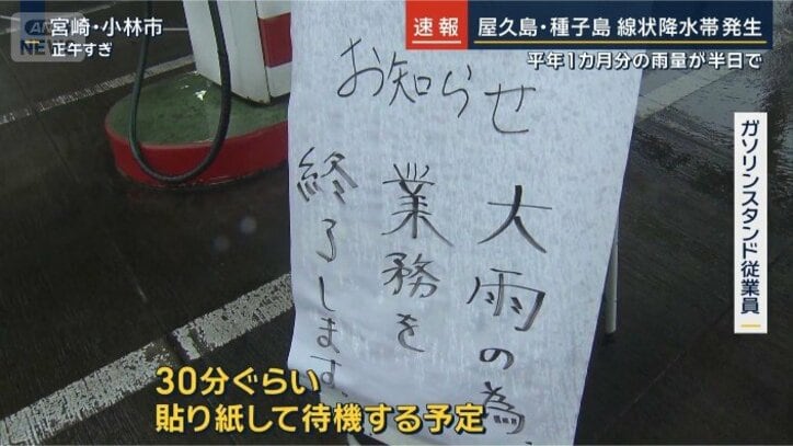 ガソリンスタンド貼り紙