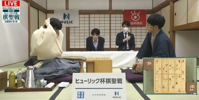 藤井聡太棋聖VS佐々木大地七段、ほぼ互角のまま白熱の終盤戦へ 先に2勝目を掴むのはどっちだ／将棋・棋聖戦五番勝負第3局 1枚目