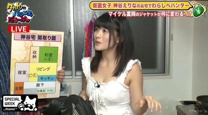 仮面女子“神乳Gカップ”の神谷えりな、築50年の自宅を公開　水着姿も披露