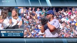 カーショー、シーズン最終登板で“メモリアルな瞬間” 「彼の妻エレンがマイクで祝福しました」取材中に奪三振…捉えた光景に「最高の夫婦」