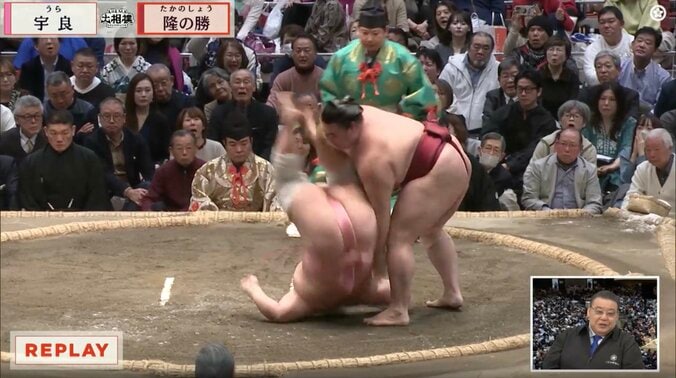 土俵上で人気力士が一回転！ 「なにいまの」「最高の受け身」予想外の決着に館内騒然、本人も驚きの表情 3枚目
