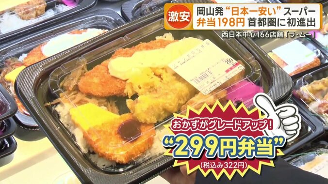 おかずグレードアップ！299円（税込み322円）弁当