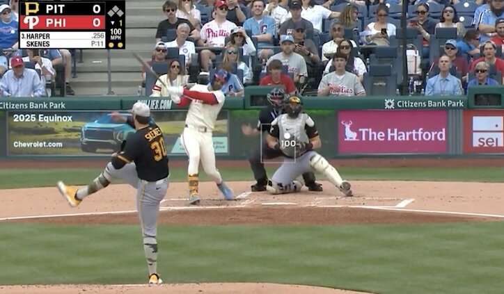 【写真・画像】もはや暴力！ 最強右腕・スキーンズ、剛速球で“衝撃の光景”「ヤバい」「速っ！」バットにかすりもしない“マン振り三振”「笑うしかない」　1枚目