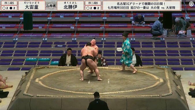 「なんかおかしいぞ」力士に異変 フラフラと後ずさり“あわや”土俵下に転落 対戦力士が二度も駆け寄る異常事態 呼出や若者頭も… 2枚目
