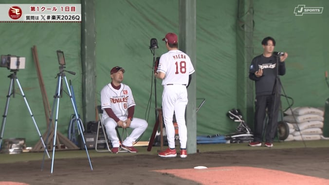 マエケンの投球を三木監督が見守る