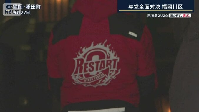 背中に「RESTART」