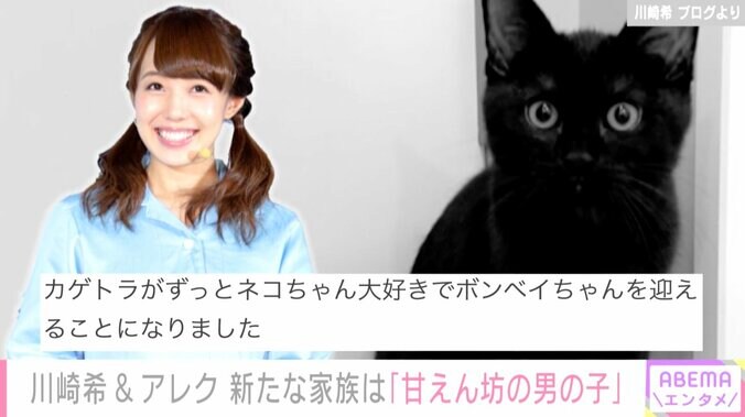 川崎希&アレク夫婦、長男がきっかけで黒ネコを飼い始めたことを報告「とっても甘えん坊の男の子」 1枚目