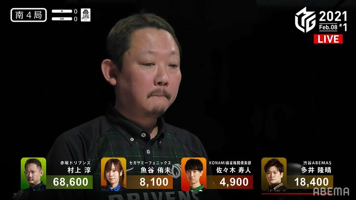 裏ドラ4枚のご祝儀付き 村上淳、リーチもアガリもたっぷり快勝「本当にホッとした」／麻雀・Mリーグ