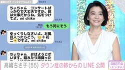 高嶋ちさ子、ダウン症の姉“みっちゃん”からの優しさあふれるLINE公開「心温かくなる」と話題に
