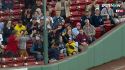 現地実況も「あれは誰だ！？」と仰天 右手にビールの“ボストンおじさん”痛烈ファウルを空いた左手で余裕の素手キャッチ 横にいた子どもも「ワォ！」