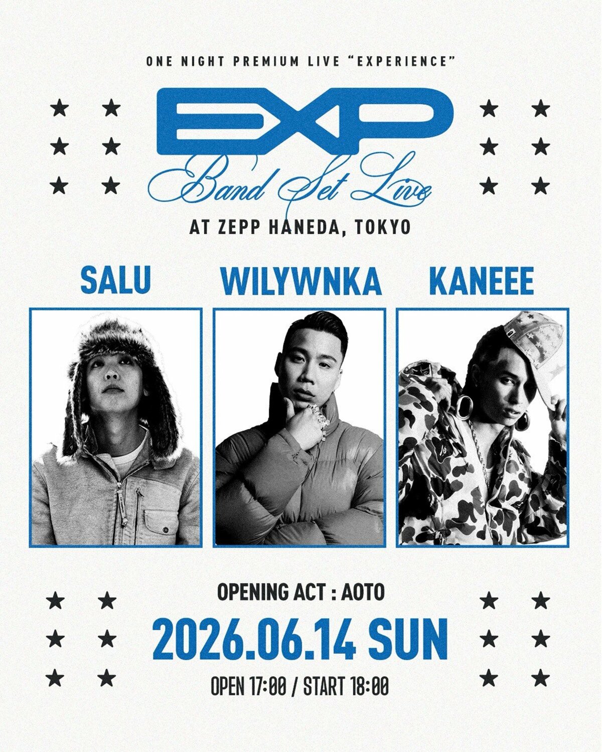 WILYWNKA、Kaneee、SALU、バンドセットによるスリーマン・イベント