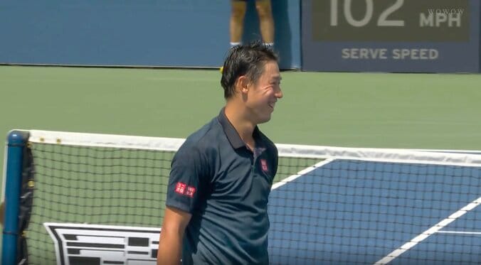錦織圭が「笑ってる」 現役最後の4大大会…フルセットの激闘制した直後の光景にSNS感激「最高の笑顔に感無量」 2枚目