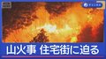 住宅街に迫る　岩手・大槌町で山火事