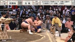 「おすわりした」「テディベアかな？」力士の尻もち姿が愛らしい 高速うなずきの合わせ技に「かわいい」視聴者ノックアウト