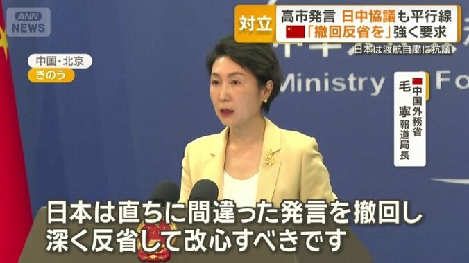 中国外務省　毛寧報道局長