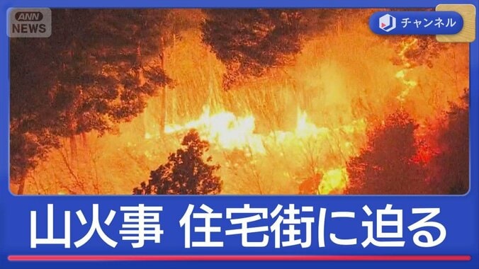 住宅街に迫る　岩手・大槌町で山火事 1枚目