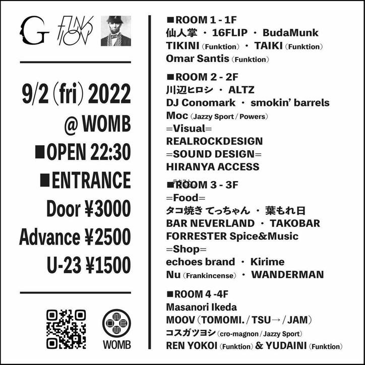 ジャンルレスな"Tokyo Deep"が集う夜「FUNKTION × Moc × Guidance」が渋谷WOMBにて開催！！