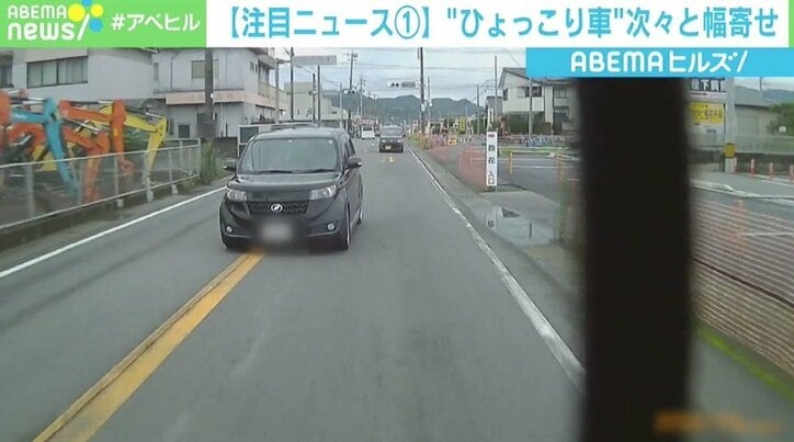 ひょっこり男車版という感じ 後ろの車が対向車に 秒間に6回 の幅寄せ行為 国内 Abema Times