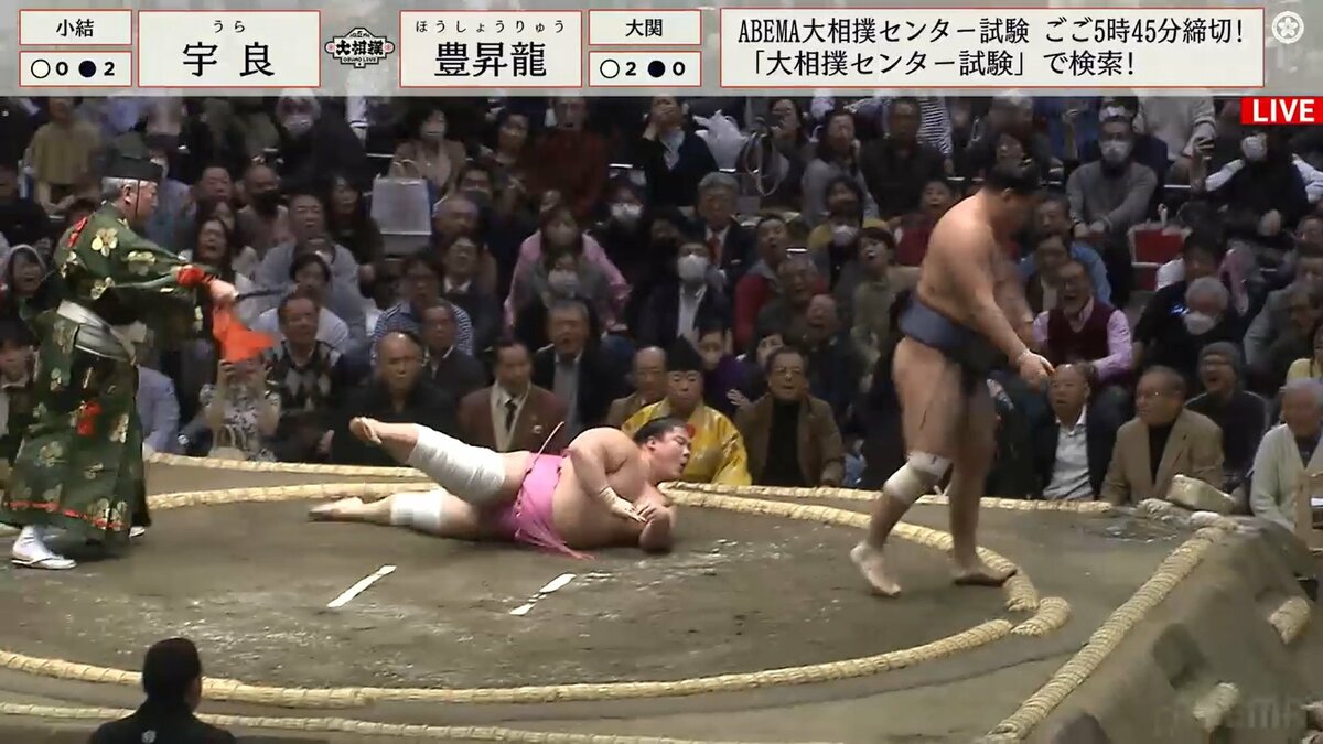 豊昇龍、大ピンチからの豪快すぎる投げ ふっ飛ばされた宇良の顔が