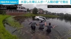 池に車が転落→閉じ込められた女性…通行人らが手をつなぎ「人間の鎖」で救出を試みる“緊迫の瞬間” アメリカ