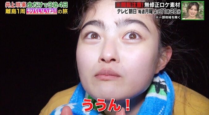 「鬼畜すぎる」井上咲楽、4日間離島で食事は虫だけ…デザートは「サソリのチョコ」 1枚目