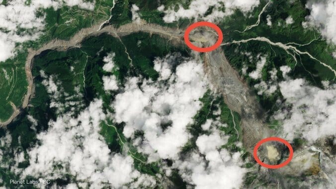 衛星画像であらわに…ネパールの現場に複数の“せき止め湖”　大規模土石流から２日後 1枚目