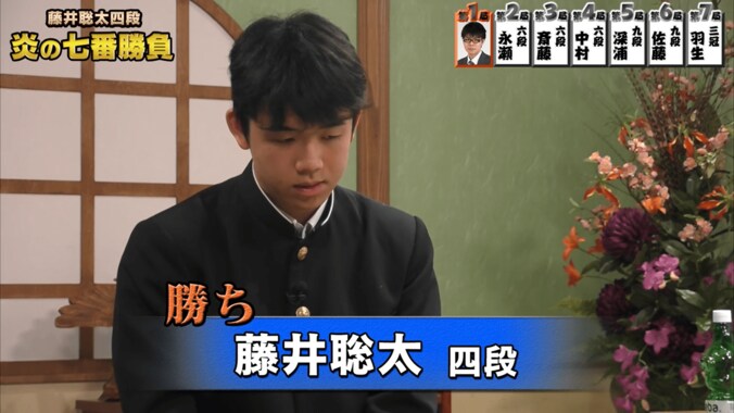 増田康宏四段に勝利した瞬間の藤井聡太四段