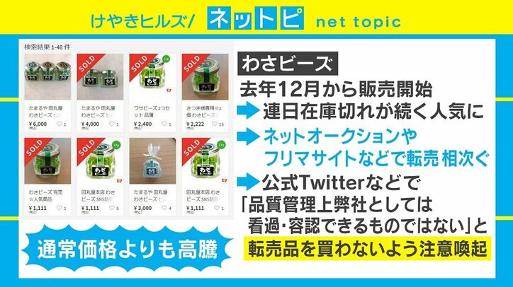“映える”と話題の「わさビーズ」、連日の在庫切れで高額転売も