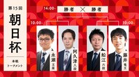 【中継】朝日杯本戦 藤井竜王-船江六段/永瀬王座-阿久津八段/勝者同士