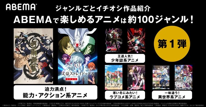 約100ジャンルのアニメを完全網羅！『呪術廻戦』『ワートリ』『転スラ』などABEMAオススメ作品を一挙紹介 1枚目