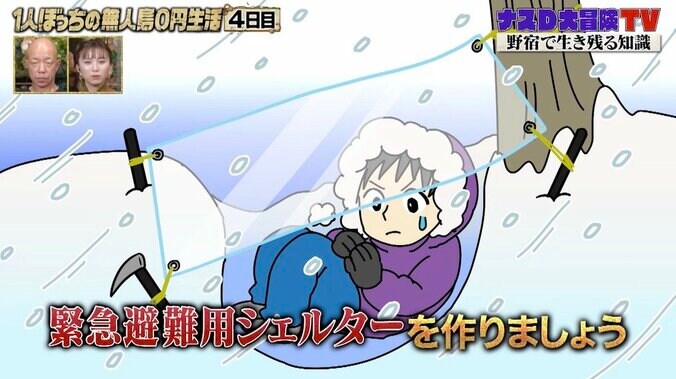 予期せぬ事態での野宿で“生き残る秘訣”をナスDが解説「雪の中で寝た方が暖かい」 3枚目