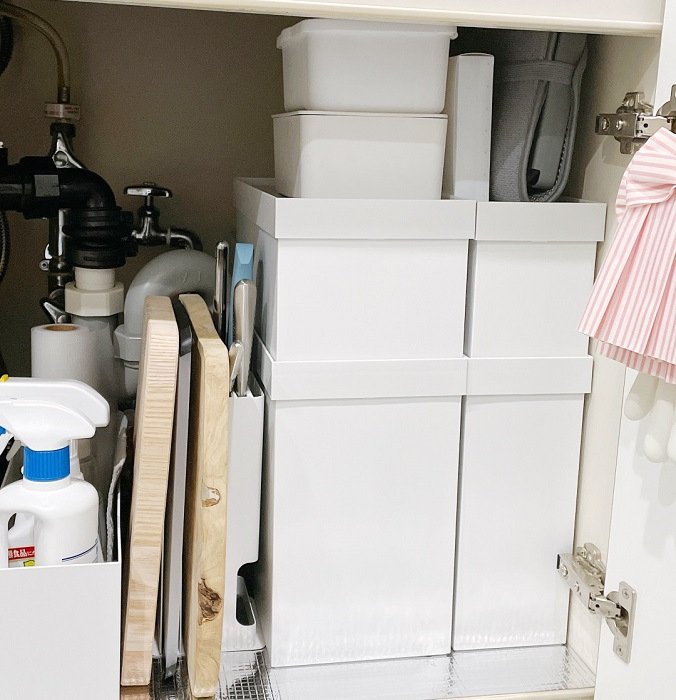 渡辺美奈代『無印良品』のケースで整理したキッチン収納「サイズもいい感じ！」 1枚目