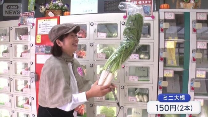 野菜が並ぶ自販機